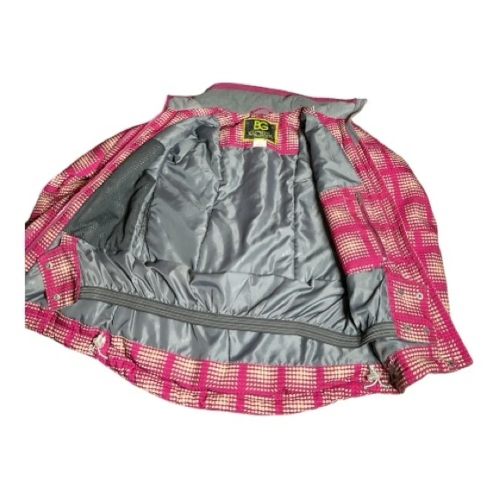 Boulder Gear Cozy Kids' Pink and White Checkered Puffer Snowboarding Jacket